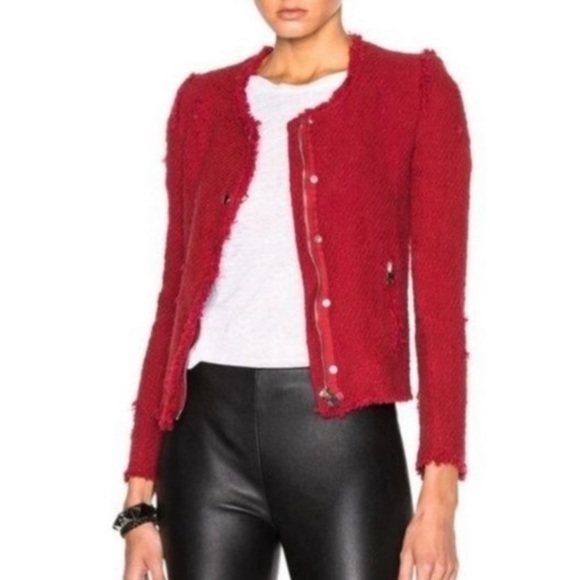 IRO Red Agnette Distressed Jacket - Picture 1 of 10